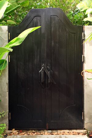 Black wooden door.の写真素材