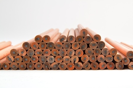 Wooden pencil on a white background.の写真素材