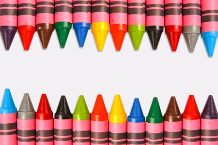 Large Crayons on white blackgroundの写真素材
