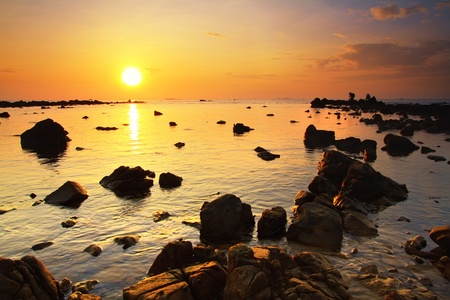 Sunrise at the sea,Chumphon province, south of Thailand.の写真素材