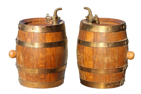Old barrel for wine on a white background