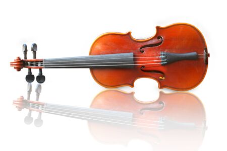 wooden cello isolated on white backgroundの写真素材