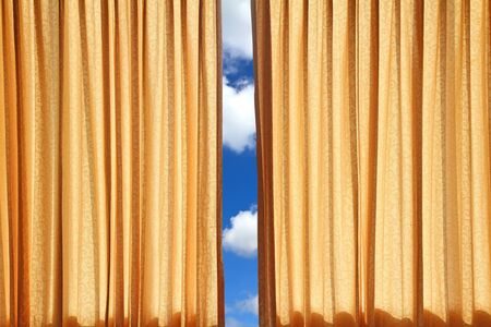 beautiful curtain on edge of a windowの写真素材