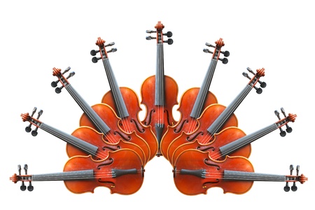 wooden cello isolated on white backgroundの写真素材