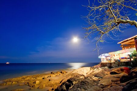 Night sea view  Huahin, Thailandの写真素材