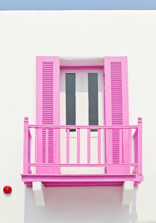 Greek Style pink windowsの写真素材