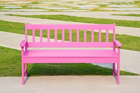 pink chair in the park の写真素材