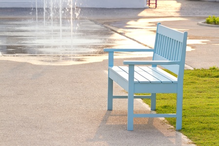 blue chair in the park 