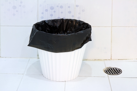 trash can in the bathroomの写真素材