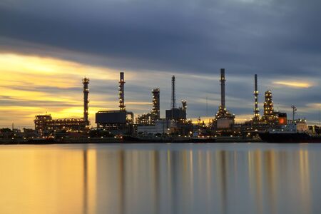 Oil refinery at twilightのeditorial素材