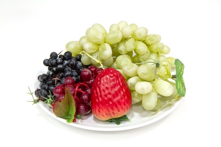 Artificial Fruit On White Backgroundの写真素材