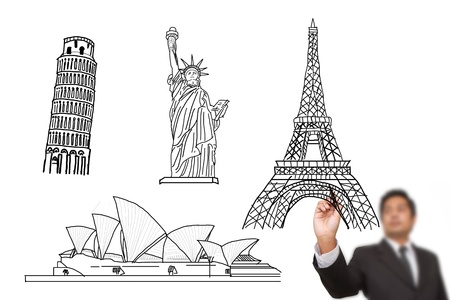 businessman drawing chartの写真素材