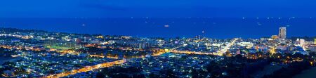 Panorama view of Hua Hin city in twilight, Thailandの写真素材