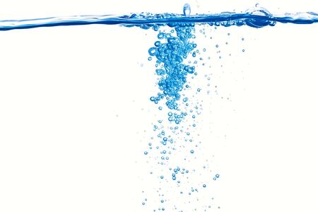 closeup of bubbles in  water solated on white background