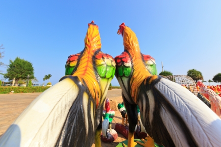 Closeup of a chicken statueの写真素材