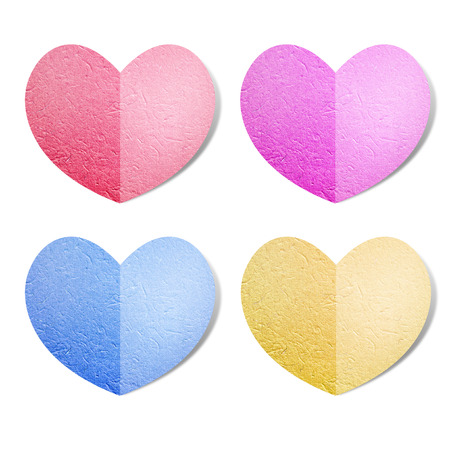 Set of multicolored heart recycled paperの写真素材