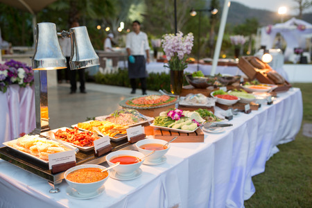 thai dessert on buffet line