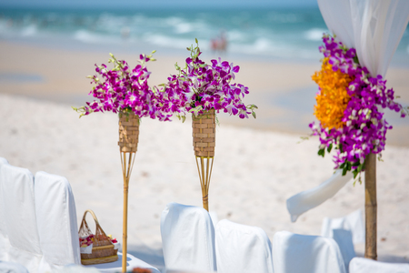 Wedding setting on the beachの写真素材