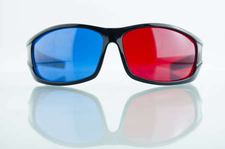 Red and blue glasses  For three-dimensional movies の写真素材