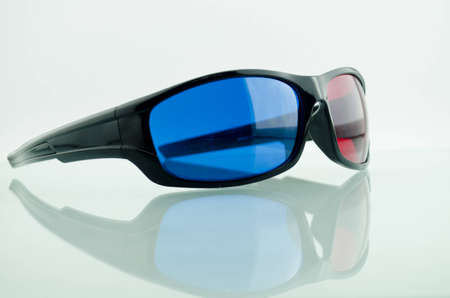 Red and blue glasses  For three-dimensional movies の写真素材