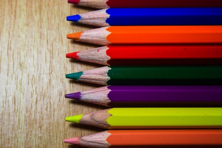 Color pencils on table it s isolate の写真素材