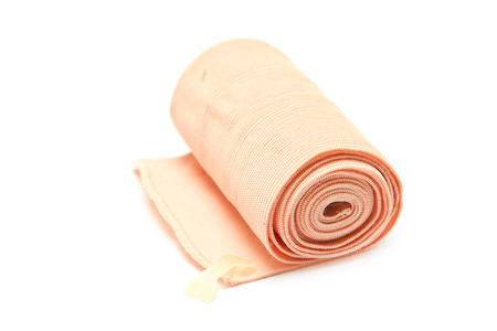 Elastic bandage medical cotton on white backgroubnd.の写真素材