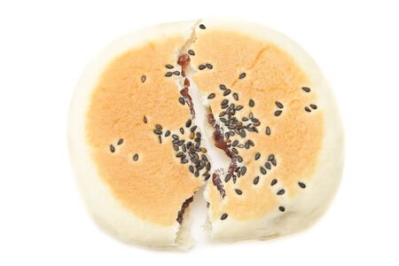 black sesame in bread on white background with cliping pathの写真素材