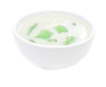 Thai dessert with green ball flour, coconut, milk, and jackfruit.の写真素材