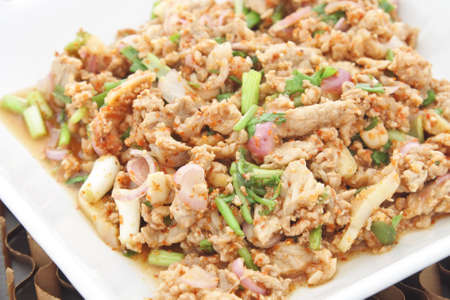 Thai Spicy minced meat food.の写真素材