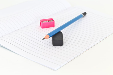 Pencil on blank notebook.の写真素材