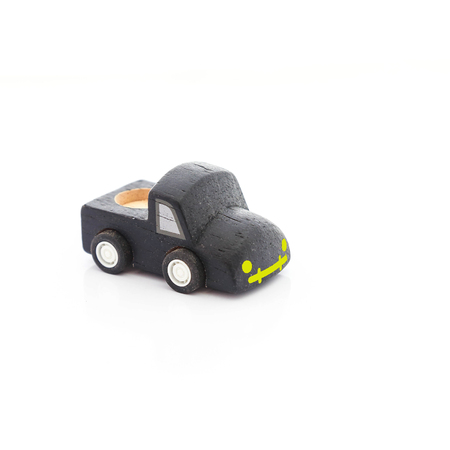wooden car toy on white background.の写真素材