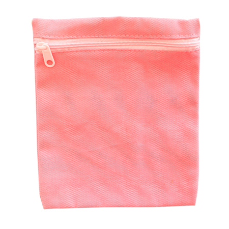 Pink color cotton bag on white background.の写真素材