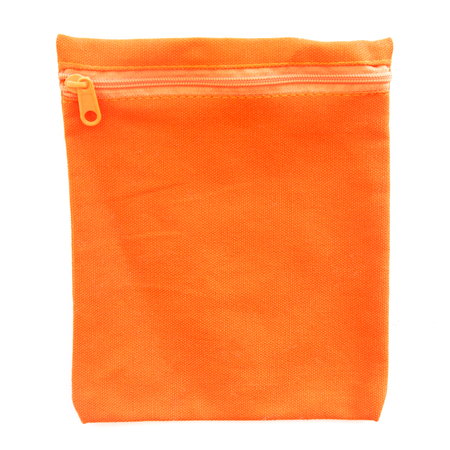 Orange color cotton bag on white background.の写真素材