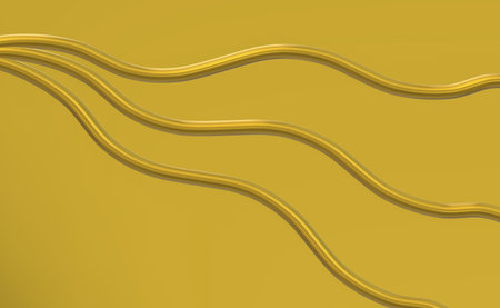 Abstract yellow background with wavy lines. 3d rendering, 3d illustration.の写真素材