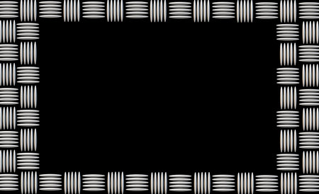 Illustration of a black background with a metal frame in the centerの写真素材