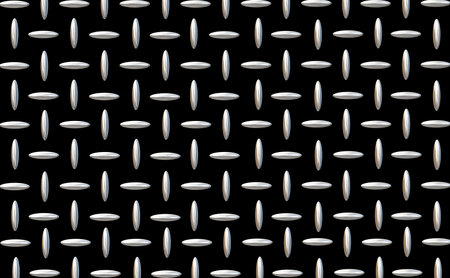 Seamless pattern of silver metallic plates on a black background.の写真素材