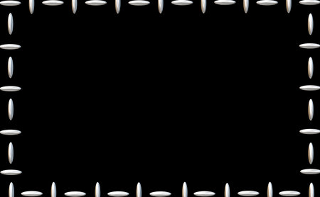 Illustration of a metal frame on a black background with copy spaceの写真素材