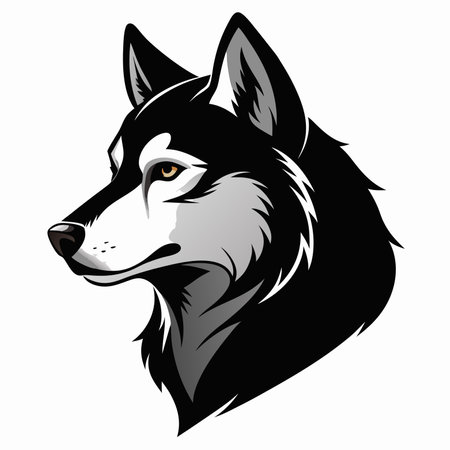 Siberian husky head vector illustration isolated on white background.のイラスト素材