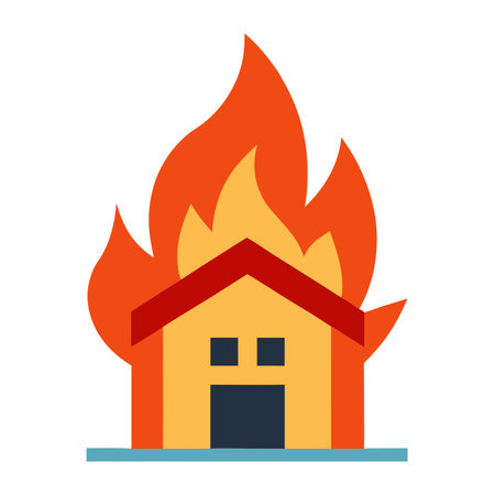 House on fire flat icon isolated on white background. Home on fire signのイラスト素材