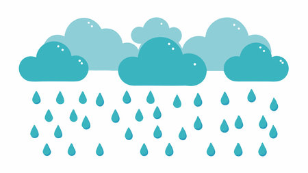 clouds with rain drops isolated icon vector illustration design graphic flat styleのイラスト素材