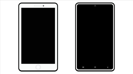 Smartphone, mobile phone, illustration of a scene with a blank black screen.のイラスト素材