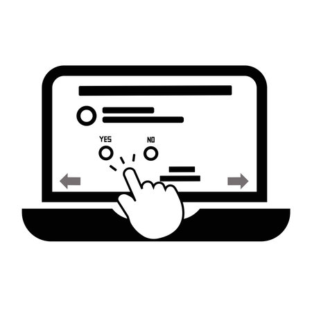 Finger touch icon of laptop computer screen isolated on white backgroundのイラスト素材