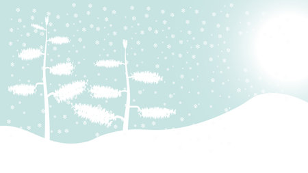 Christmas winter landscape background, vector illustrationのイラスト素材