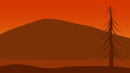 Summer mountain landscape background, sunset behind the mountainのイラスト素材