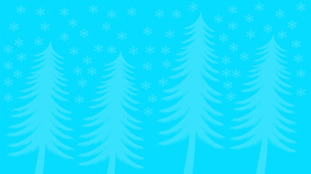 Christmas trees on a blue background with snowflakes. Vector illustration.のイラスト素材