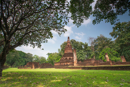 Ancient pagoda in the historical park in Kamphaeng Phet provinceの写真素材