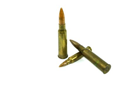 Small and large ammunition on white background.の写真素材