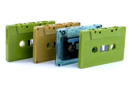 Collections vintage cassette tape isolated white backgroundの写真素材