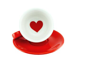 Heart shape in red coffee cup, Concept for coffee lovers. with Clipping pathの写真素材