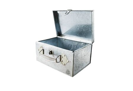 Empty metal box on white backgroundの写真素材